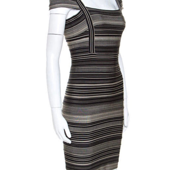 HERVE LEGER STRIPE "SANDRA" Bandage Dress - Picture 4 of 6